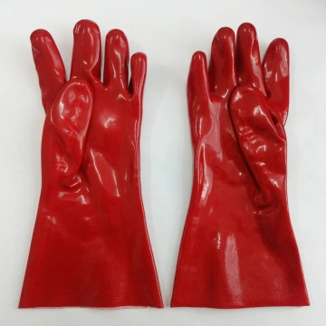Red pvc coated oil gloves safety working 14 inches